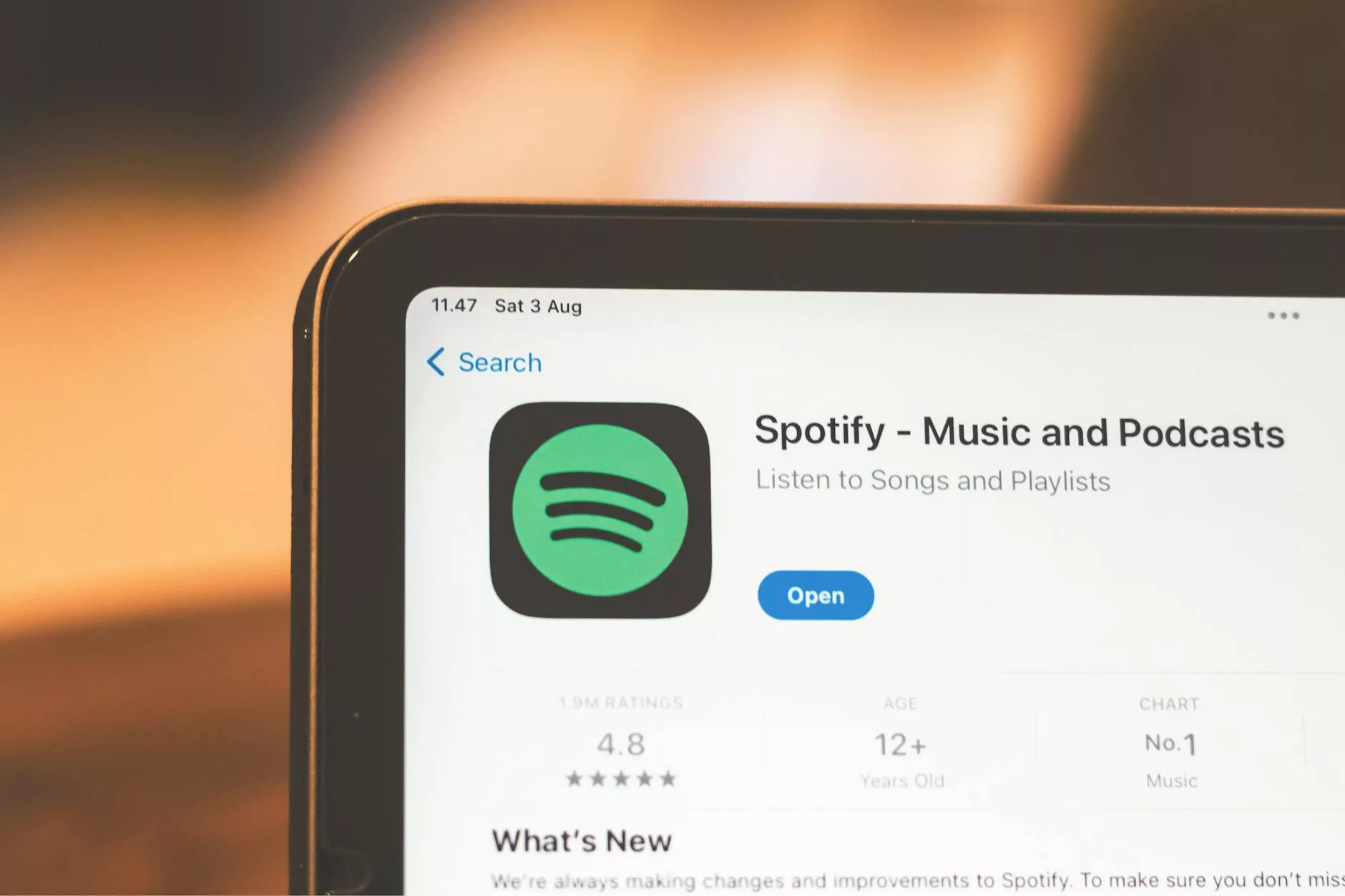 Spotify Music et podcasts sur un iPad